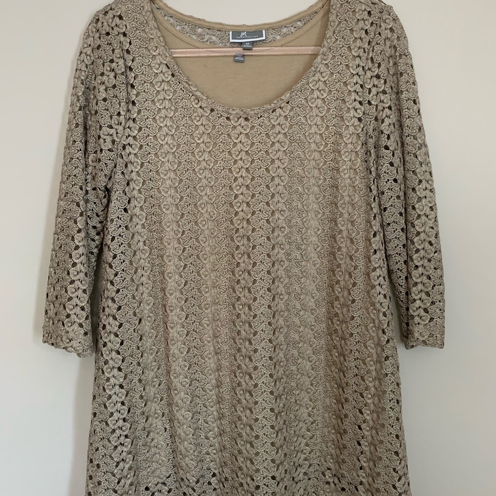 JM Collection Gold Lace Top